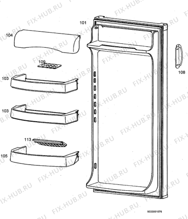 Взрыв-схема холодильника Electrolux ERC2443 - Схема узла Door 003